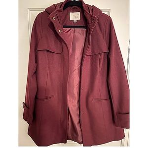 A New Day Zip Up Hooded Maroon Coat.